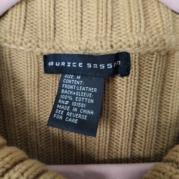 Maurice Sasson Women's Medium Dark Tan‎ Genuine Leather and Knit Sweater - Picture 8 of 14